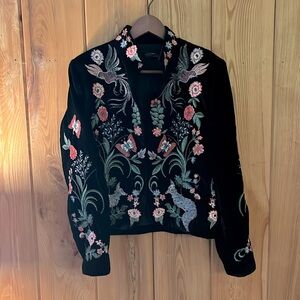Embroidered velvet blazer. Purchased in Rome.